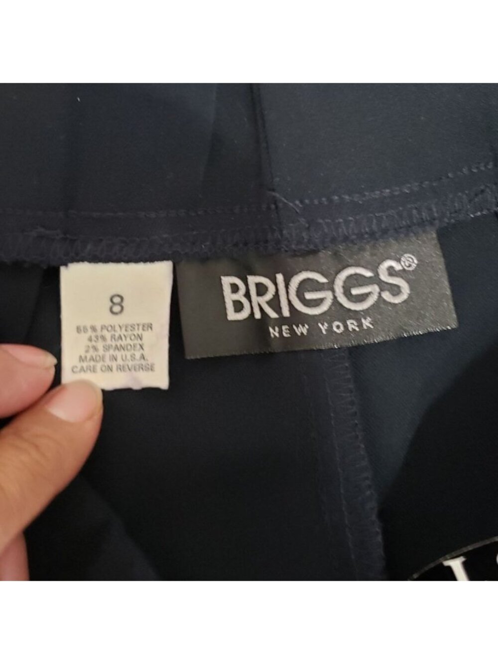 Briggs NY Womens plaited straight Pants Polyester blend Navy Size8 - Picture 4 of 14